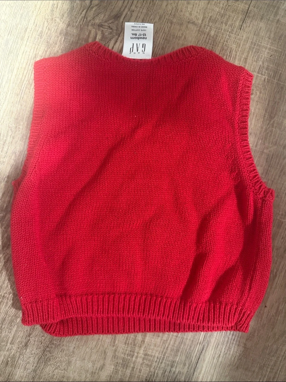 GAP Red Knit Vest with Bear Motif